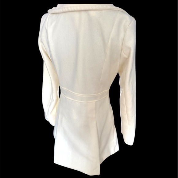 Women Coat, Elegant Cream Double-Breasted Fall Jacket, Christmas Coat, Winter - Picture 6 of 13